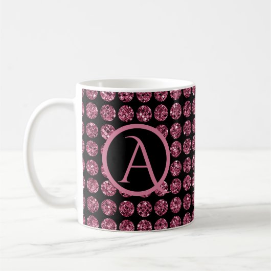 Elegant Pink Diamond Pareltjes Sparkle Monogram In Koffiemok (Links)