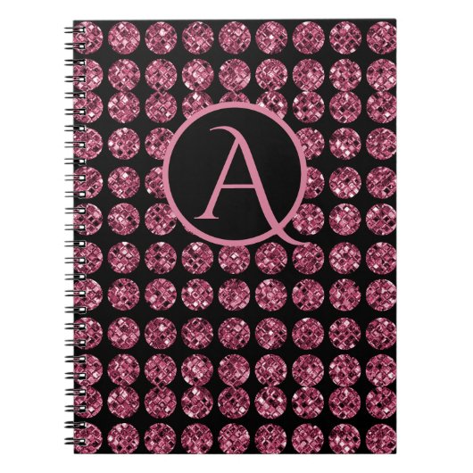 Elegant Pink Diamond Pareltjes Sparkle Monogram In Notitieboek (Voorkant)