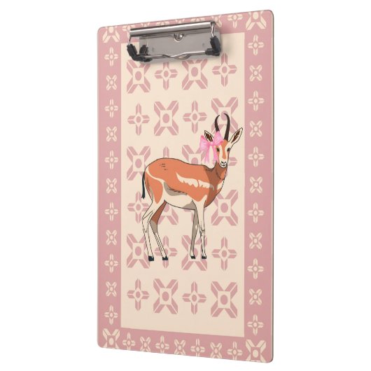 Elegant Pink Doe-patterned Christmas Klembord (Links)