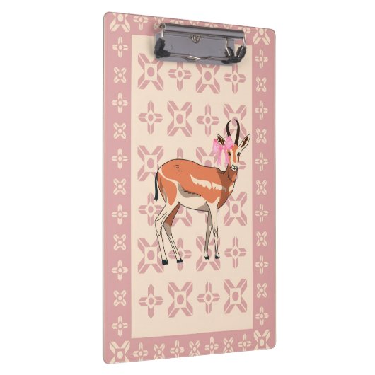 Elegant Pink Doe-patterned Christmas Klembord (Rechts)