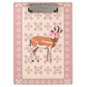Elegant Pink Doe-patterned Christmas Klembord (Voorkant)