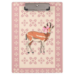 Elegant Pink Doe-patterned Christmas Klembord
