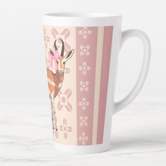 Elegant Pink Doe-patterned Christmas Latte Mok (Rechts)