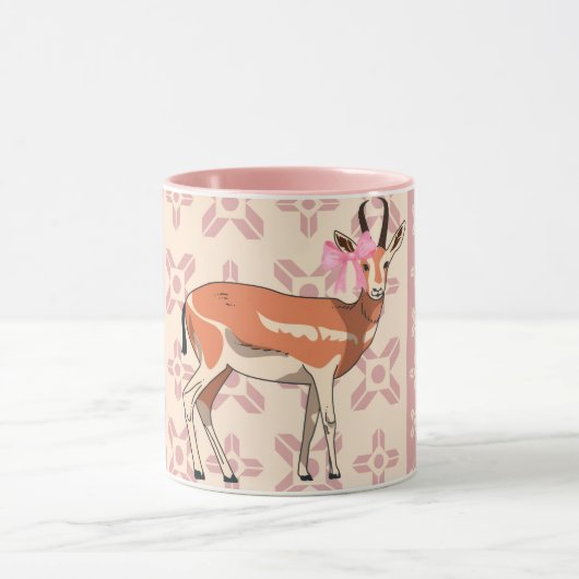 Elegant Pink Doe-patterned Christmas  Mok (Midden)