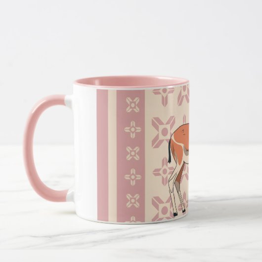 Elegant Pink Doe-patterned Christmas  Mok (Links)