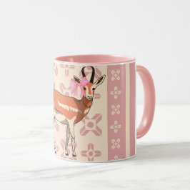 Elegant Pink Doe-patterned Christmas Mok