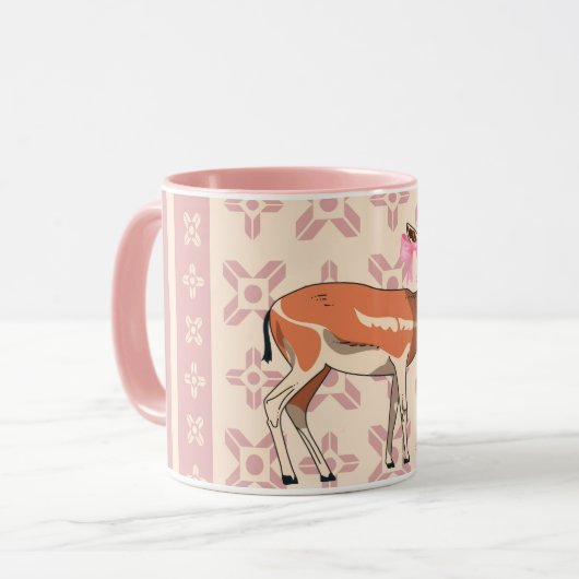 Elegant Pink Doe-patterned Christmas  Mok (Voorkant links)