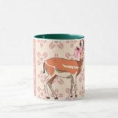 Elegant Pink Doe-patterned Christmas Mok (Midden)