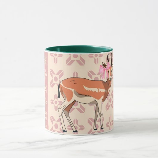 Elegant Pink Doe-patterned Christmas Mok (Midden)