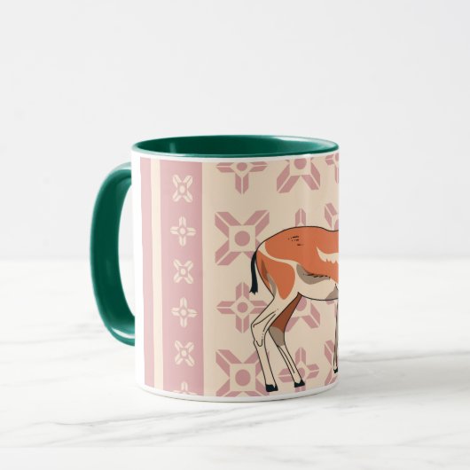 Elegant Pink Doe-patterned Christmas Mok (Voorkant links)