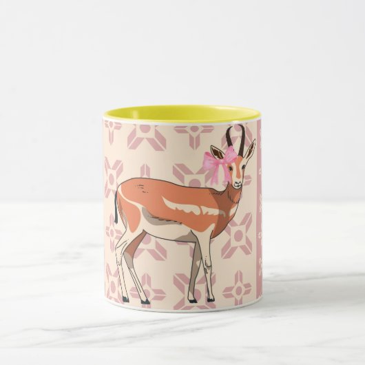Elegant Pink Doe-patterned Christmas Mok (Midden)
