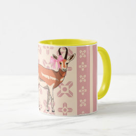 Elegant Pink Doe-patterned Christmas Mok