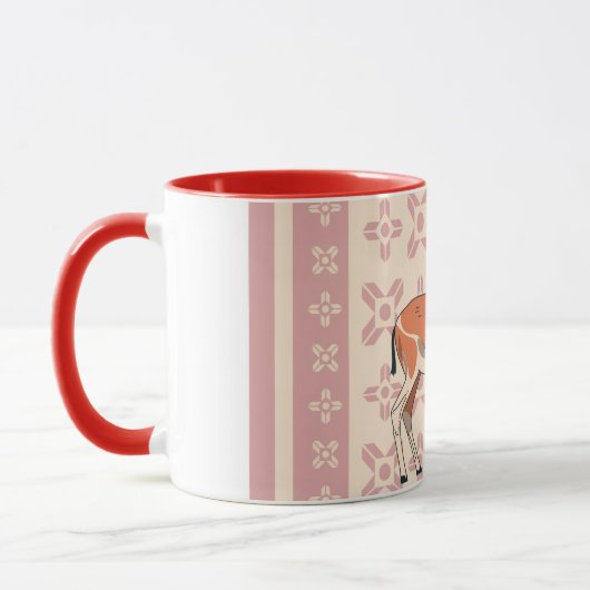 Elegant Pink Doe-patterned Christmas  Mok (Links)