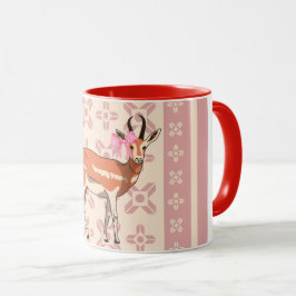 Elegant Pink Doe-patterned Christmas Mok