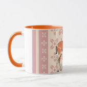 Elegant Pink Doe-patterned Christmas Mok (Links)