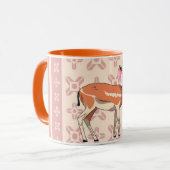 Elegant Pink Doe-patterned Christmas Mok (Voorkant links)