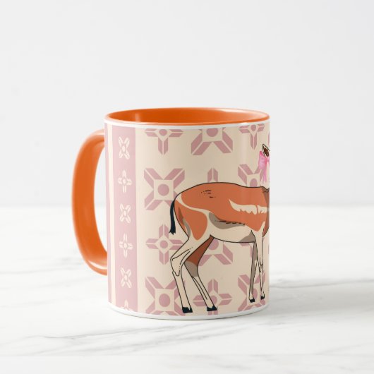 Elegant Pink Doe-patterned Christmas  Mok (Voorkant links)
