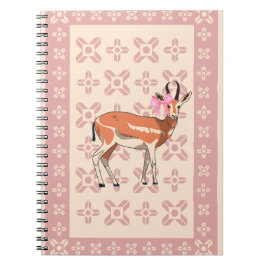 Elegant Pink Doe-patterned Christmas Notitieboek