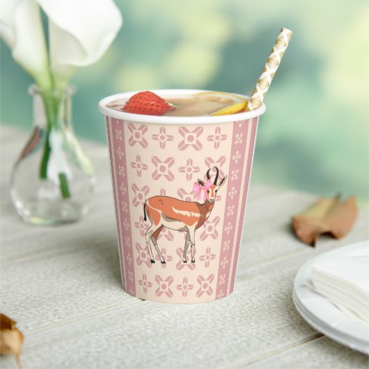 Elegant Pink Doe-patterned Christmas Papieren Bekers (Insitu)