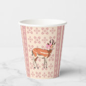 Elegant Pink Doe-patterned Christmas Papieren Bekers (Voorkant)