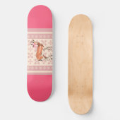Elegant Pink Doe-patterned Christmas Persoonlijk Skateboard (Voorkant)