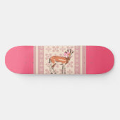 Elegant Pink Doe-patterned Christmas Persoonlijk Skateboard (Horizontaal)