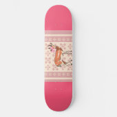 Elegant Pink Doe-patterned Christmas Persoonlijk Skateboard (Voorkant)