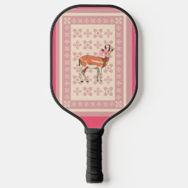 Elegant Pink Doe-patterned Christmas Pickleball Paddle