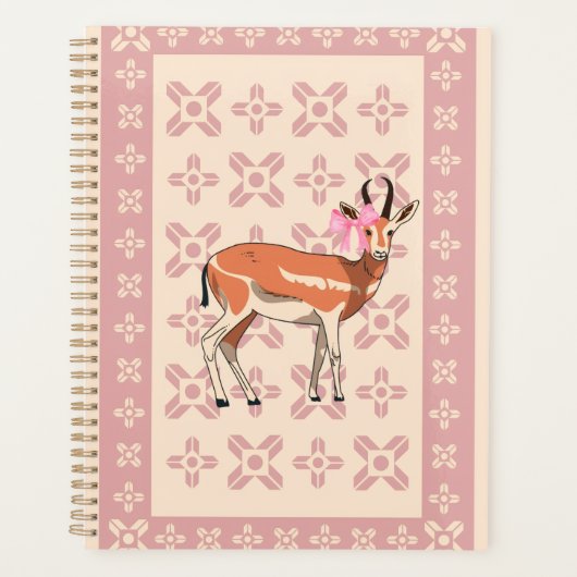 Elegant Pink Doe-patterned Christmas  Planner (Voorkant)