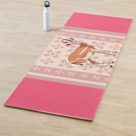 Elegant Pink Doe-patterned Christmas Yogamat