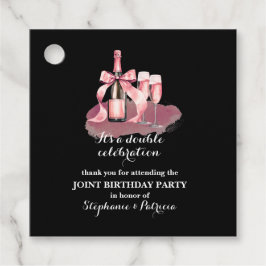 Elegant Pink Double Celebration Joint Birthday Bedankjes Labels