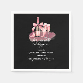 Elegant Pink Double Celebration Joint Birthday Servet