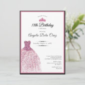 Elegant pink dress 18th birthday debut kaart (Staand voorkant)