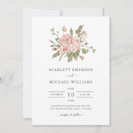 Elegant Pink Dusty Rozen Wedding Kaart