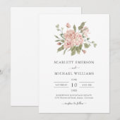 Elegant Pink Dusty Rozen Wedding Kaart (Voorkant / Achterkant)