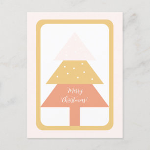 Elegant Pink Earthy Tones Merry kerstboom Briefkaart