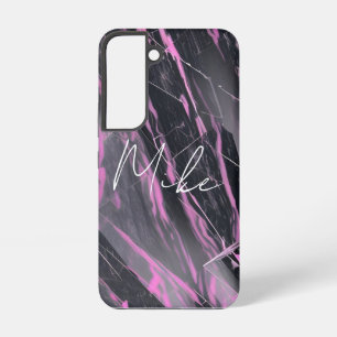 Elegant Pink en Black Marble Samsung Galaxy Hoesje