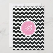 Elegant Pink en Black Retro Chevron Monogram Kaart (Voorkant)