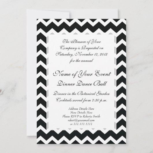 Elegant Pink en Black Retro Chevron Monogram Kaart (Achterkant)