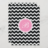 Elegant Pink en Black Retro Chevron Monogram Kaart (Voorkant / Achterkant)