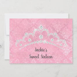ELEGANT PINK EN DIAMOND SWEET SIXTEEN KAART