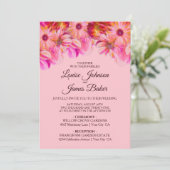 Elegant Pink en Gele Floral Wedding Kaart (Staand voorkant)