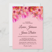 Elegant Pink en Gele Floral Wedding Kaart (Voorkant)