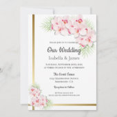Elegant Pink en Gold Floral Wedding Kaart (Voorkant)