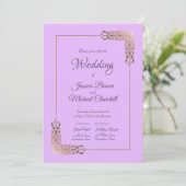 Elegant Pink en  Gold Lace Church Wedding Kaart (Staand voorkant)