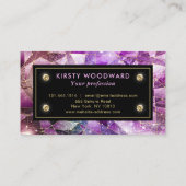 Elegant Pink en Gold Midnight Crystal Galaxy Visitekaartje (Achterkant)