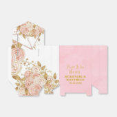 Elegant Pink en Gold Peony Floral Wedding Bedankdoosjes (Uitgevouwen)