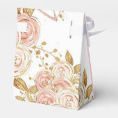 Elegant Pink en Gold Peony Floral Wedding Bedankdoosjes (Achterkant)