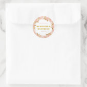 Elegant Pink en Gold Peony Floral Wedding Ronde Sticker (Tas)