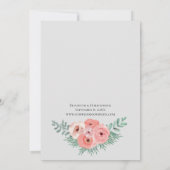 Elegant Pink en Gray Floral Waterverf Wedding Save The Date (Achterkant)